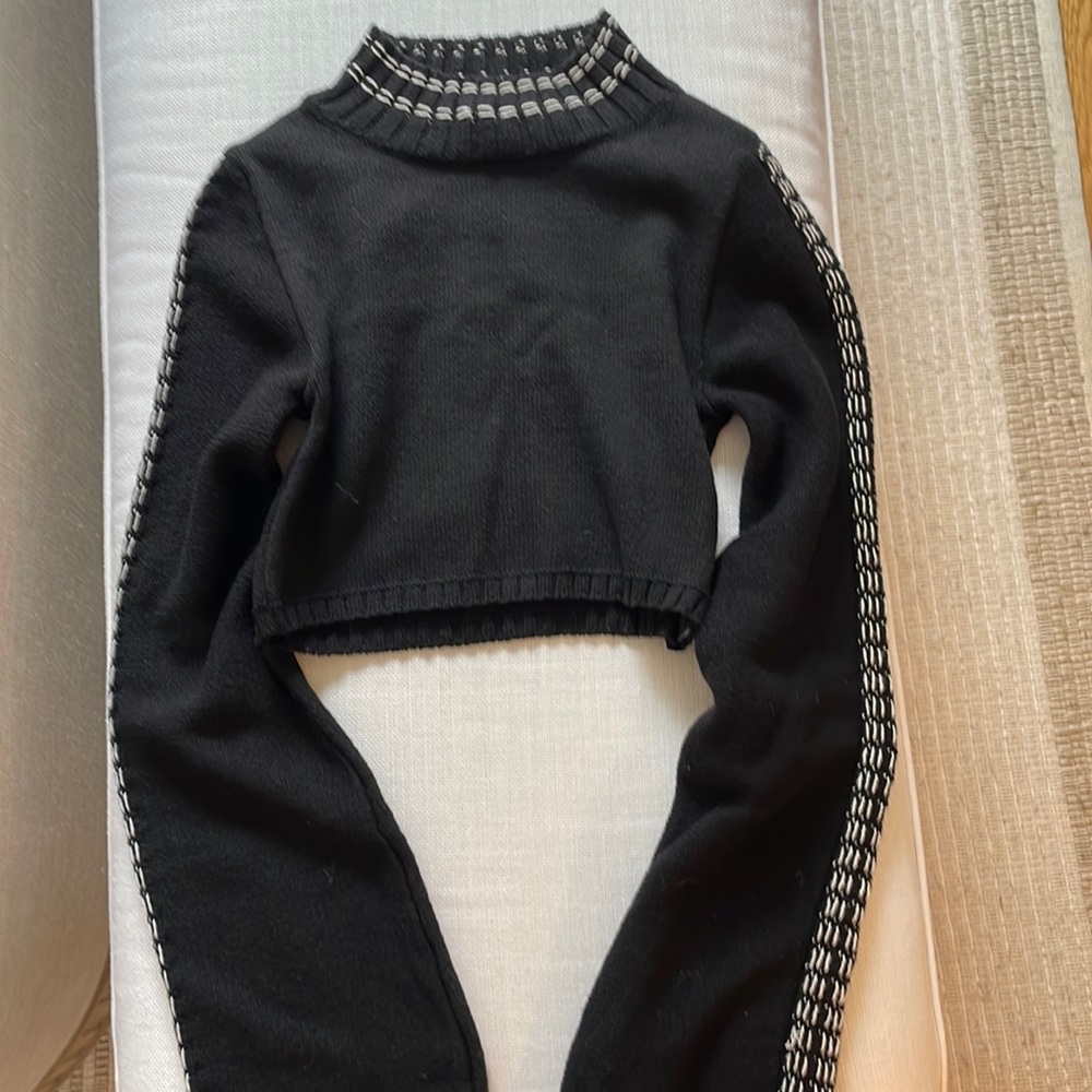 Black ZARA cowl neck cropped sweat size S